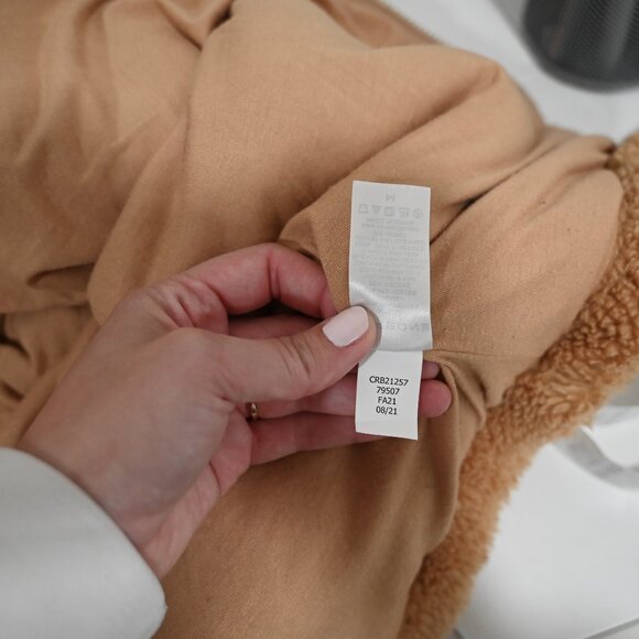 Carbon38 Teddy Zip Up Jacket with Hood in Tan Size Medium - Picture 10 of 10